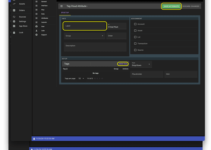 Attribute types in AssetView