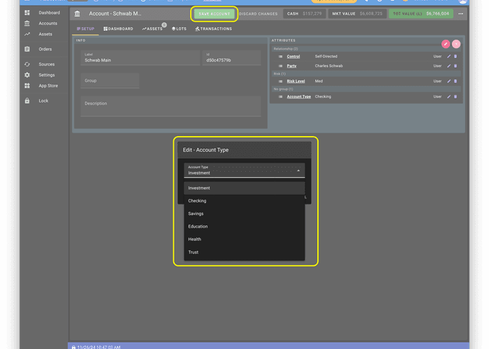 Attribute choice lists in AssetView