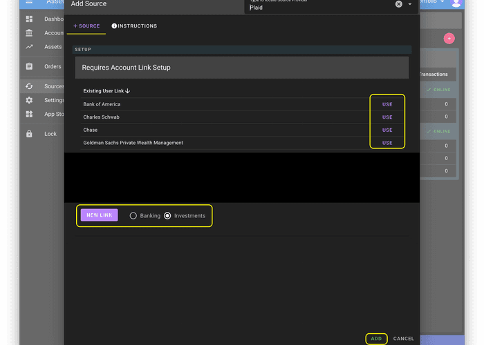 Use an existing source in AssetView