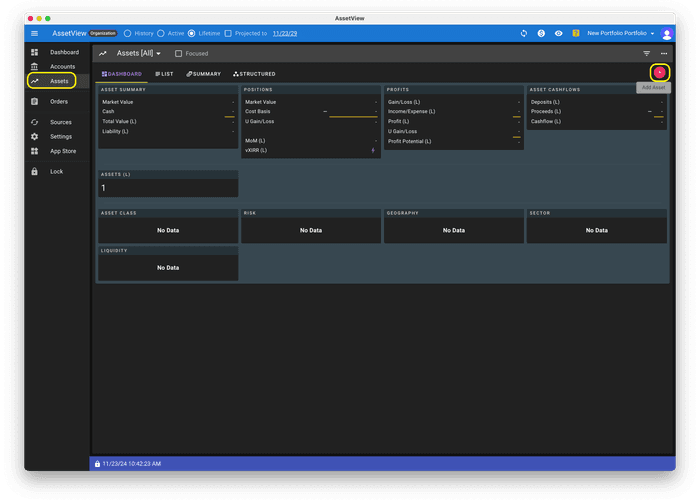 Adding assets in AssetView